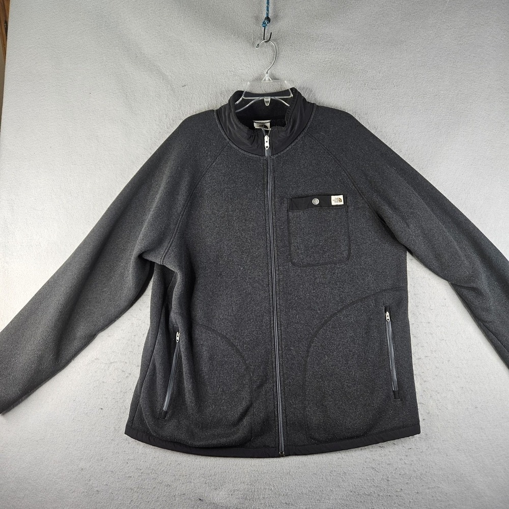 The North Face Jacket Mens XL Gray Fleece Full Zip Chest Pocket Outdoor Hiking
